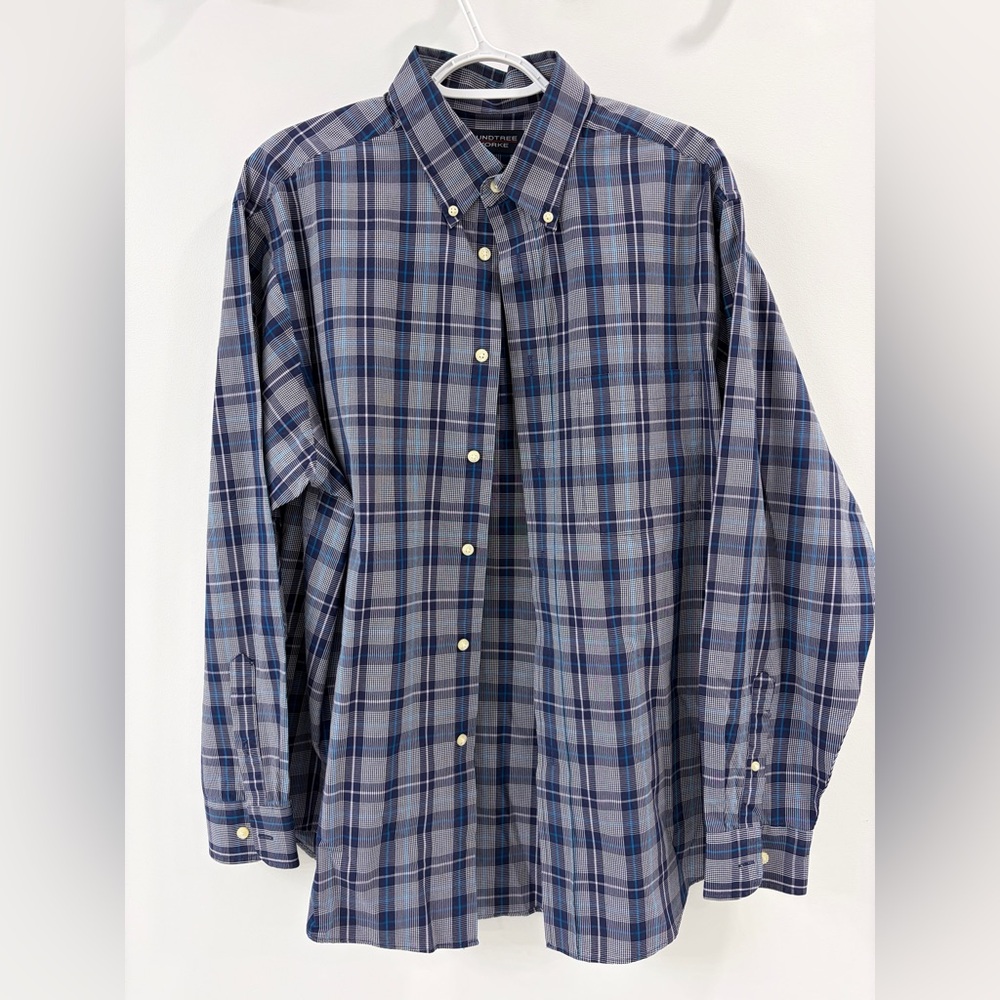 Roundtree & Yorke - 100% Cotton Men’s Plaid Button Down Long Sleeve Shirt